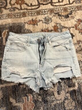 American Eagle Outfitters Light Blue Distressed Denim Shorts